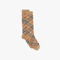 Check Cotton Blend Socks in Archive beige - Children | Burberry® Official