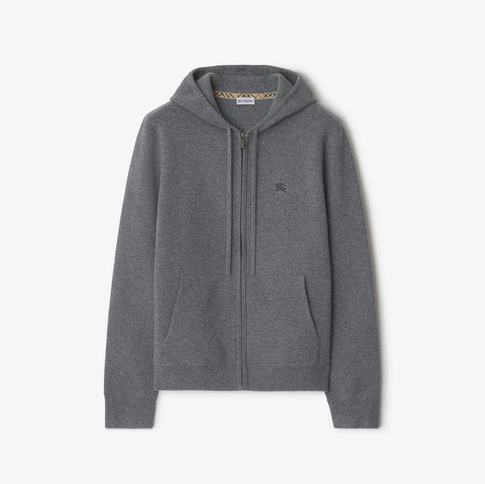 Cashmere Blend Zip Hoodie in Grey - Men | Burberry® Official
