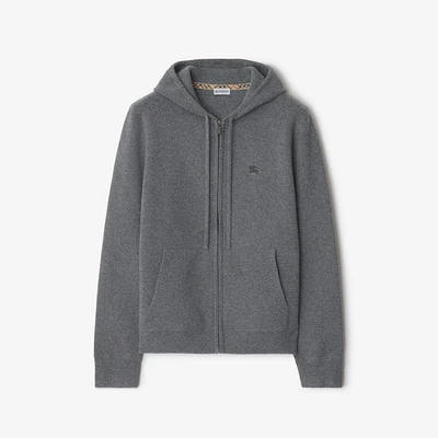Cashmere Blend Zip Hoodie in Grey - Men | Burberry® Official