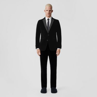 English Fit Cotton Velvet Tuxedo Jacket - Exclusive Capsule Collection Black Men | Burberry® Official
