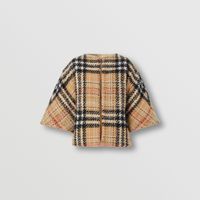 Exaggerated Check Cashmere Silk Tweed Cape in Archive Beige - Women | Burberry® Official