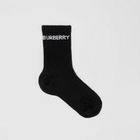 Logo Intarsia Technical Stretch Cotton Socks Black | Burberry® Official