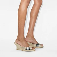 Check Mews Espadrille Mules​ in Sand - Women, Linen | Burberry® Official