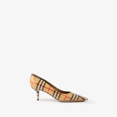 Vintage Check Leather Point-toe Pumps in Archive beige - Women | Burberry® Official