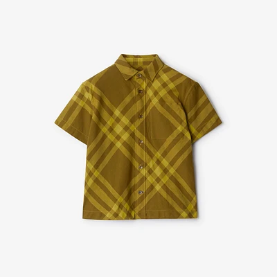 Check Cotton Shirt in Golden brown | Burberry® Official
