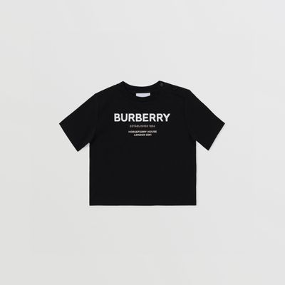 Horseferry Print Cotton T-shirt Black - Children | Burberry® Official