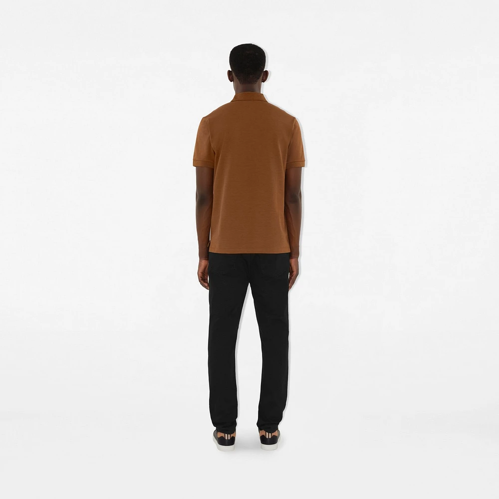 Cotton Silk Polo Shirt in Dark birch brown - Men | Burberry® Official