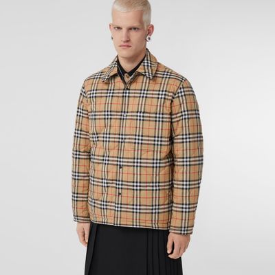 Reversible Vintage Check Thermoregulated Overshirt Black | Burberry® Official