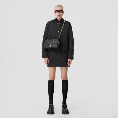 Check Quilted Nylon Mini Skirt Black - Women | Burberry® Official