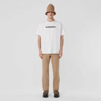 Logo Print Cotton Oversized T-shirt White - Men | Burberry® Official
