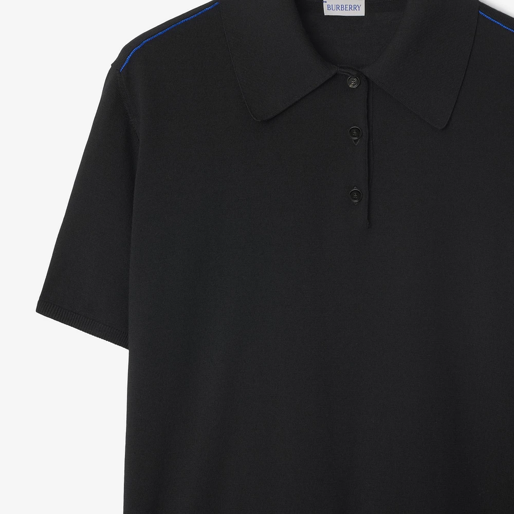 Wool Polo Shirt in Black - Men | Burberry® Official