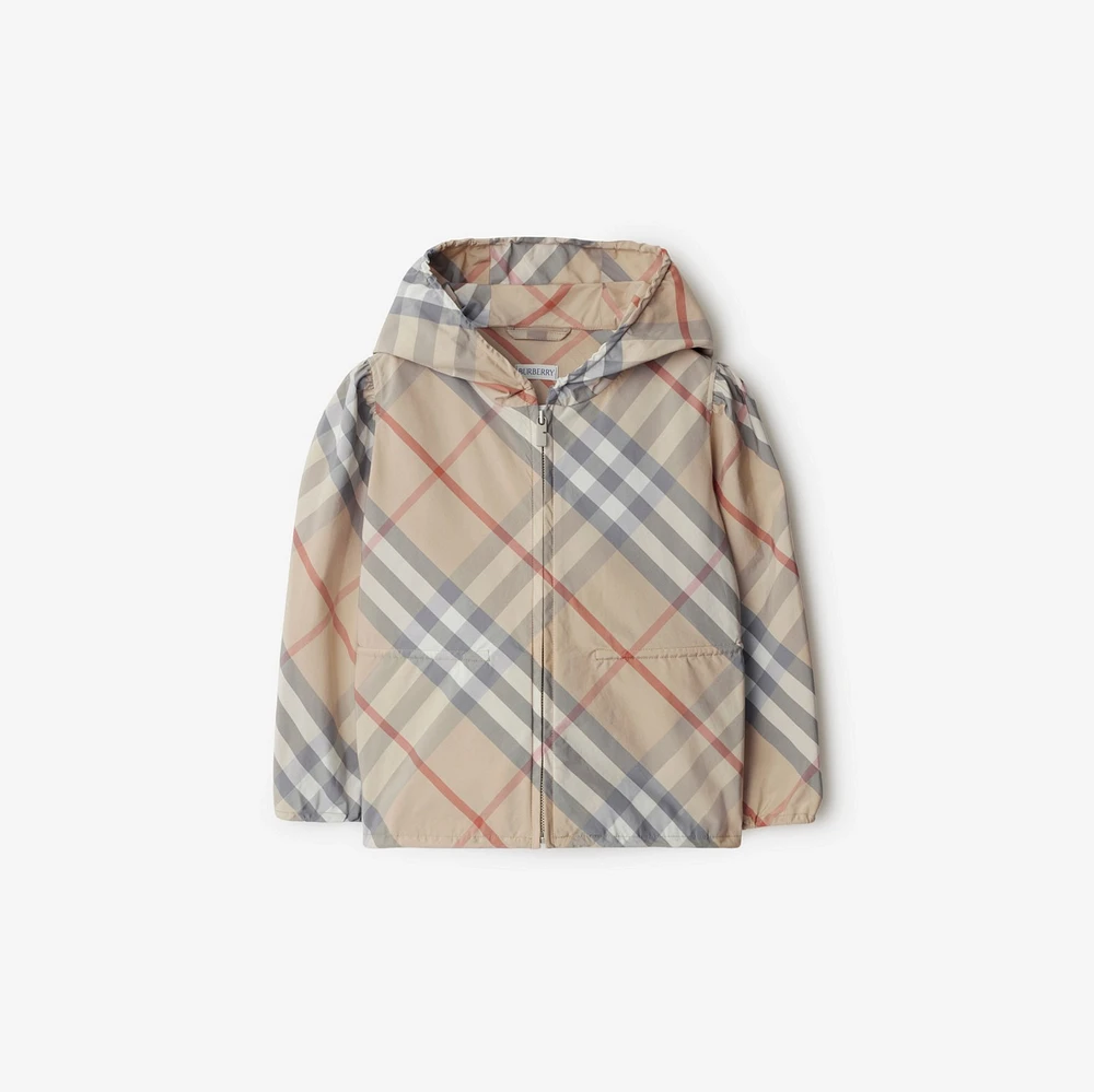 Check Cotton Blend Jacket in Pale stone | Burberry® Official