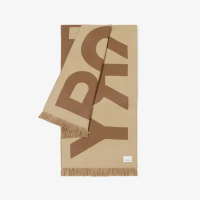 Logo Wool Jacquard Scarf in Birch brown | Burberry® Official