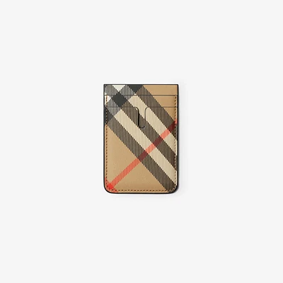Check Magnetic Card Case in Sand - Men | Burberry® Official