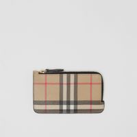 Vintage Check and Leather Zip Card Case in Archive Beige/black - Women | Burberry® Official