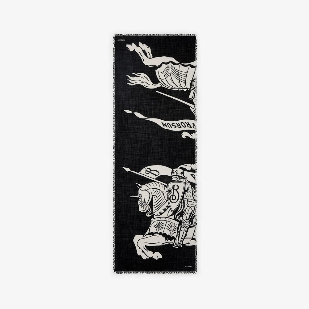 Wide EKD Wool Scarf in Black/calico | Burberry® Official