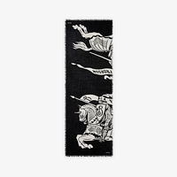 Wide EKD Wool Scarf in Black/calico | Burberry® Official