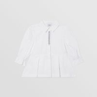 Logo Print Cotton Poplin Shirt Dress White | Burberry® Official