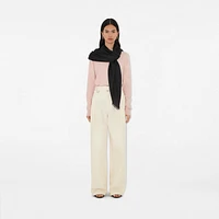 Wide Check Wool Silk Scarf in Black | Burberry® Official