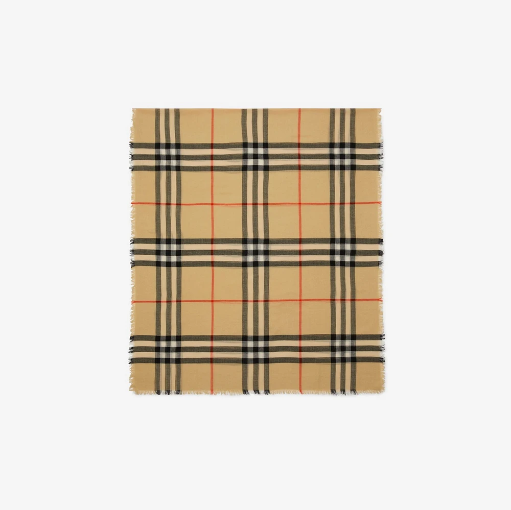 Check Wool Scarf in Sand | Burberry® Official