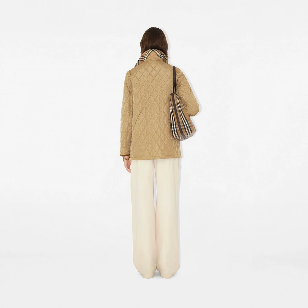 Quilted Nylon Barn Jacket in Flax/sand - Women | Burberry® Official