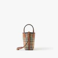 Mini London Tote Bag in Archive beige - Women, Vintage Check | Burberry® Official