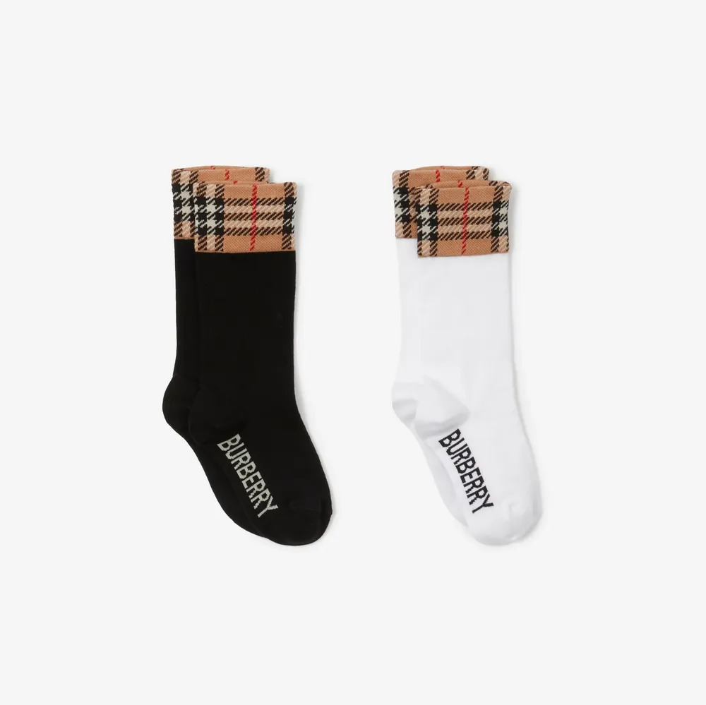 Vintage Check Intarsia Cotton Cashmere Blend Socks in Archive Beige |  Burberry® Official
