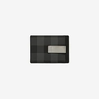 Check Money Clip Card Case in Charcoal grey - Men, Canvas | Burberry® Official