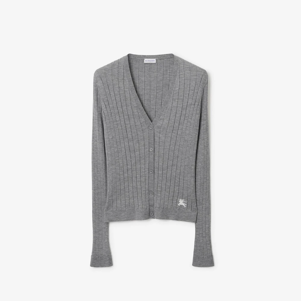 Cashmere Cardigan in Light grey melange - Women | Burberry® Official