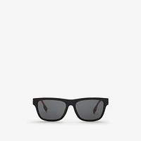 Check Rectangular Sunglasses in Black/beige Grey - Men | Burberry® Official