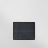 Exaggerated Check Slim Bifold Wallet in Dark Charcoal Blue - Men | Burberry® Official