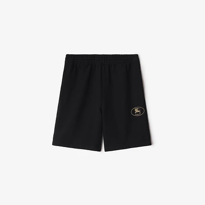 Knight Stamp Cotton Shorts in Black - Men | Burberry® Official