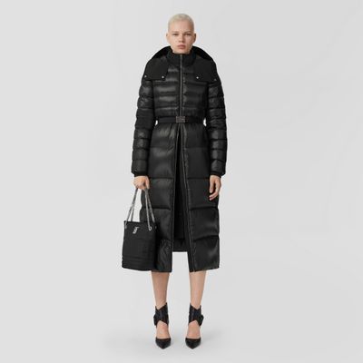 Contrast Hood Nylon Puffer Coat Black - Women | Burberry® Official