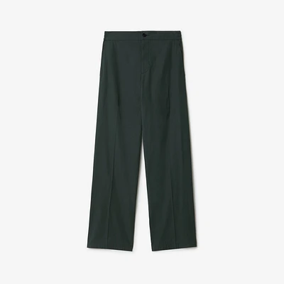 Cotton Blend Tailored Trousers in Jungle - Men | Burberry® Official