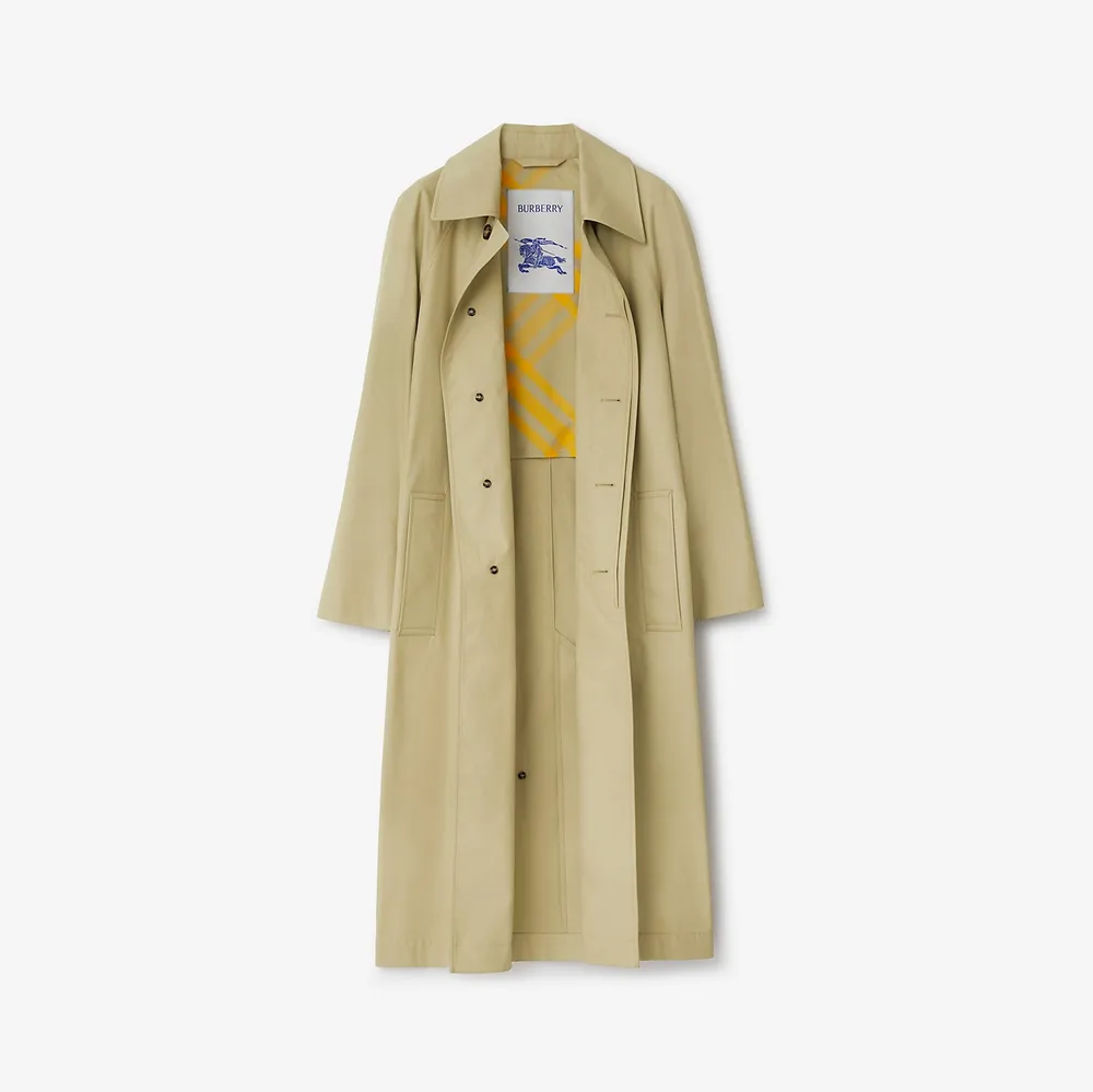 Long Bradford Car Coat in Hunter - Women, Cotton Gabardine | Burberry® Official