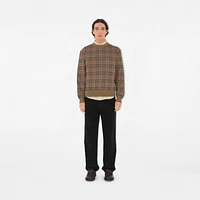 Check Cotton Blend Sweater in Nut - Men | Burberry® Official