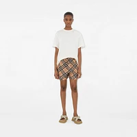 Check Silk Pyjama Shorts in Sand - Women | Burberry® Official