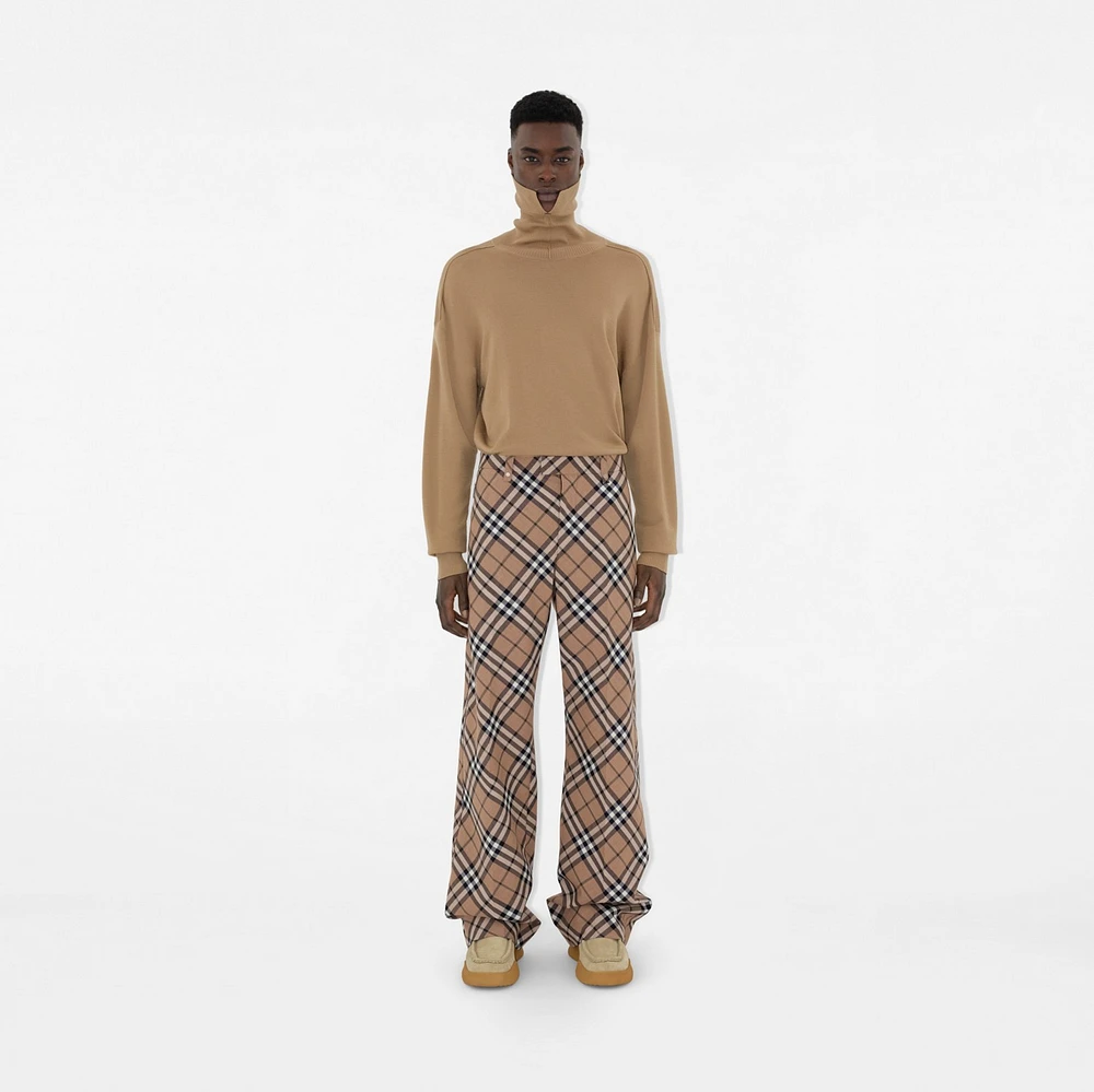 Check Wool Blend Tailored Trousers in Linden - Men | Burberry® Official