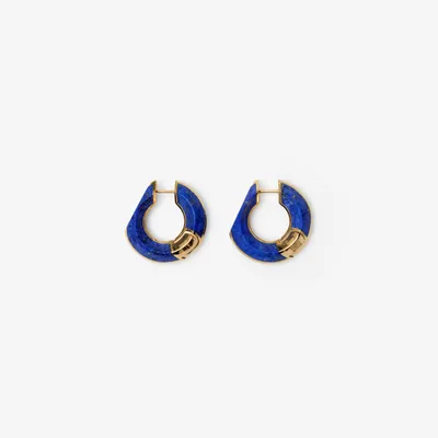 Lapis Large Hollow Hoop Earrings in Gold/blue - Women | Burberry® Official