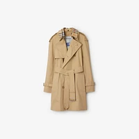 Short Detachable Collar Gabardine Trench Coat in Flax - Women, Cotton | Burberry® Official