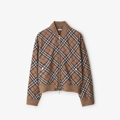 Check Wool Blend Harrington Jacket in Linden - Men | Burberry® Official