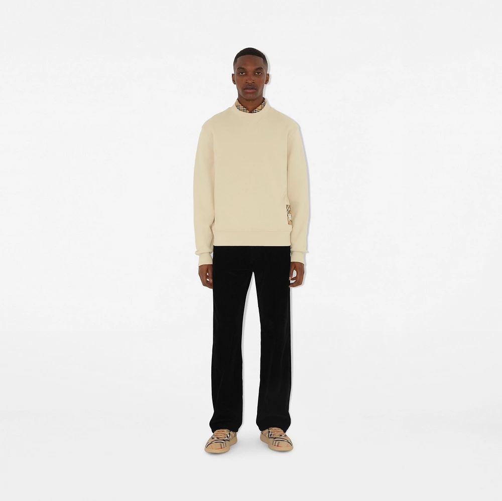Check Label Cotton Sweatshirt in Nutmeg - Men | Burberry® Official