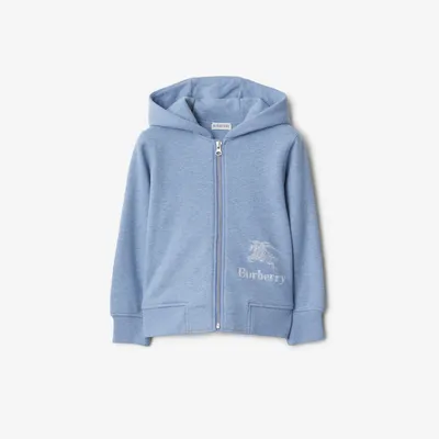Cotton Zip Hoodie in Light blue melange | Burberry® Official