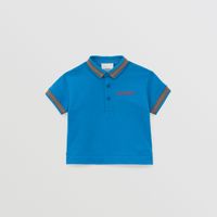 Icon Stripe Detail Cotton Piqué Polo Shirt Canvas Blue - Children | Burberry® Official