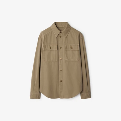 Cotton Overshirt in Quill - Men | Burberry® Official
