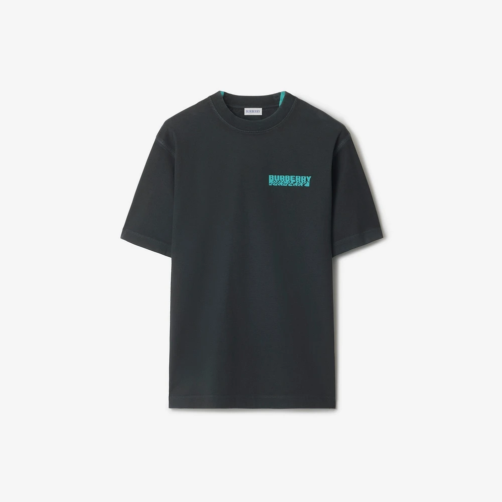 Warped Logo Cotton T-shirt in Atom - Men | Burberry® Official