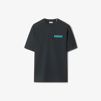 Warped Logo Cotton T-shirt in Atom - Men | Burberry® Official