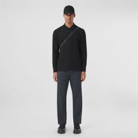 Long-sleeve Monogram Motif Cotton Piqué Polo Shirt Black - Men | Burberry® Official