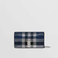 Sequinned Check Lola Wallet with Detachable Strap – Exclusive Capsule Collection in Navy - Women | Burberry® Official