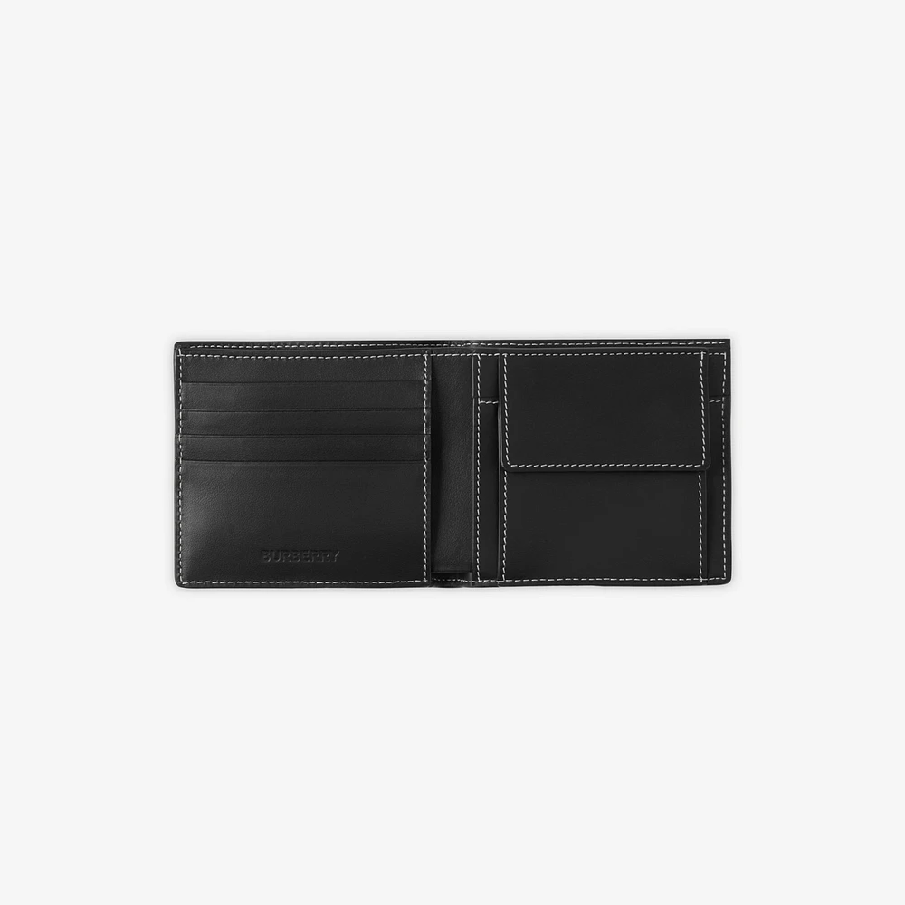 Check Bifold Coin Wallet in Navy - Men, Canvas | Burberry® Official